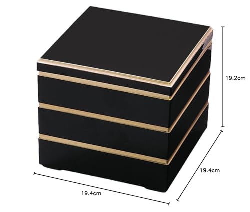 J-kitchens Jubako Made in Japan 3 Tiers 6.5 Dimensions Kurobuchikin 19.4cm x 19.4cm x 19.2cm