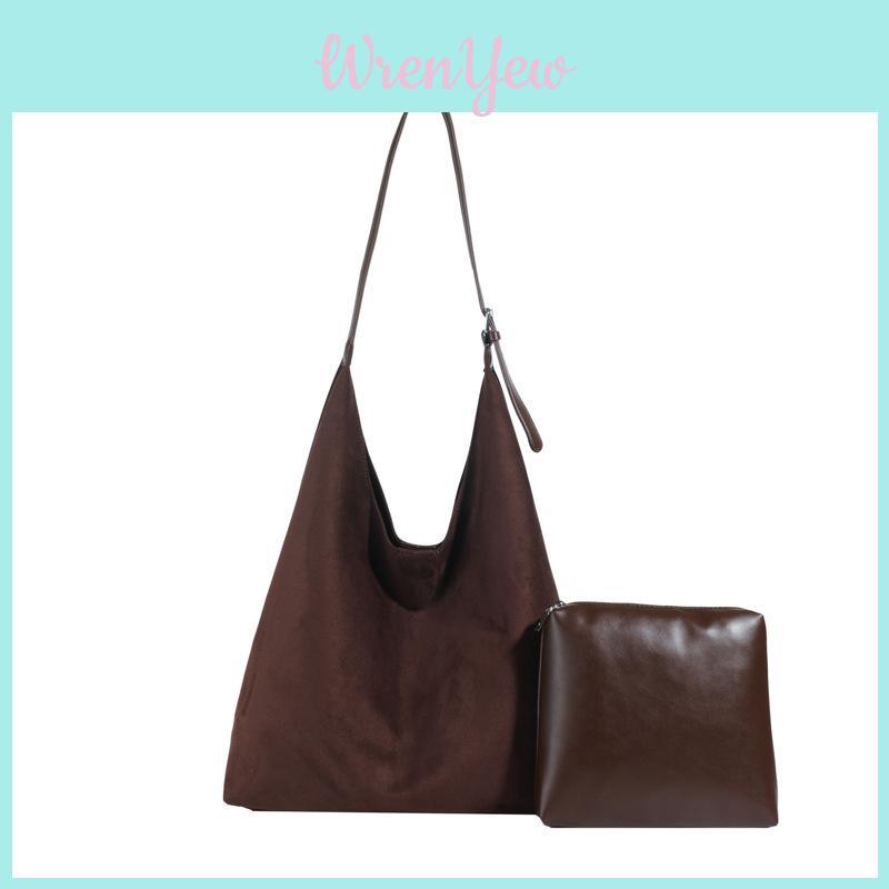 Urban Solid Color Suede Tote Bag For Women With Pu Material And Magnetic Closure Perfect For Daily Use