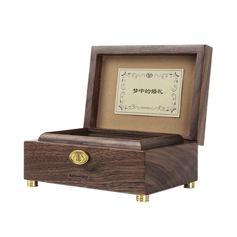 Professional RHYMES 30-tone Wooden Music Box Custom Engraving High-end Pop Melody Music Creative Marketing Gift
