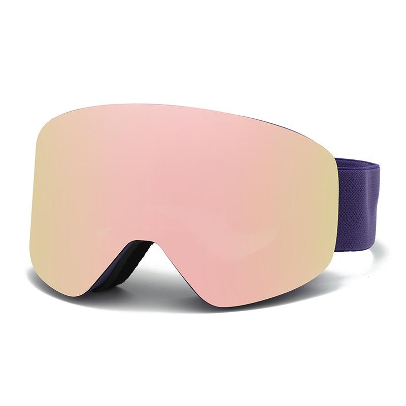 Magnetic ski goggles with cylindrical double-layer anti-fog protection for children and adults, large spherical ski goggles compatible with