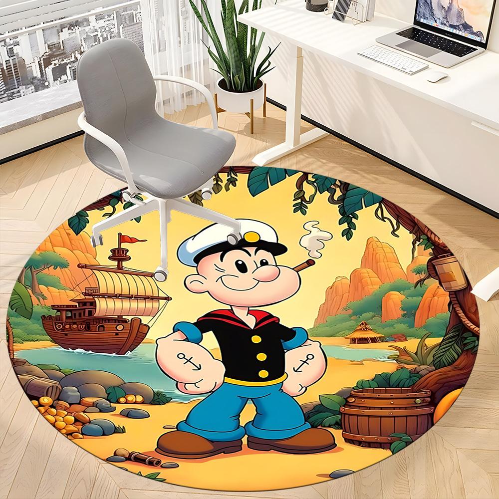 1pc Popeye Office Round Area Rug, Bedroom Living Room Home Decor, Room Deco,  Offic a1016083