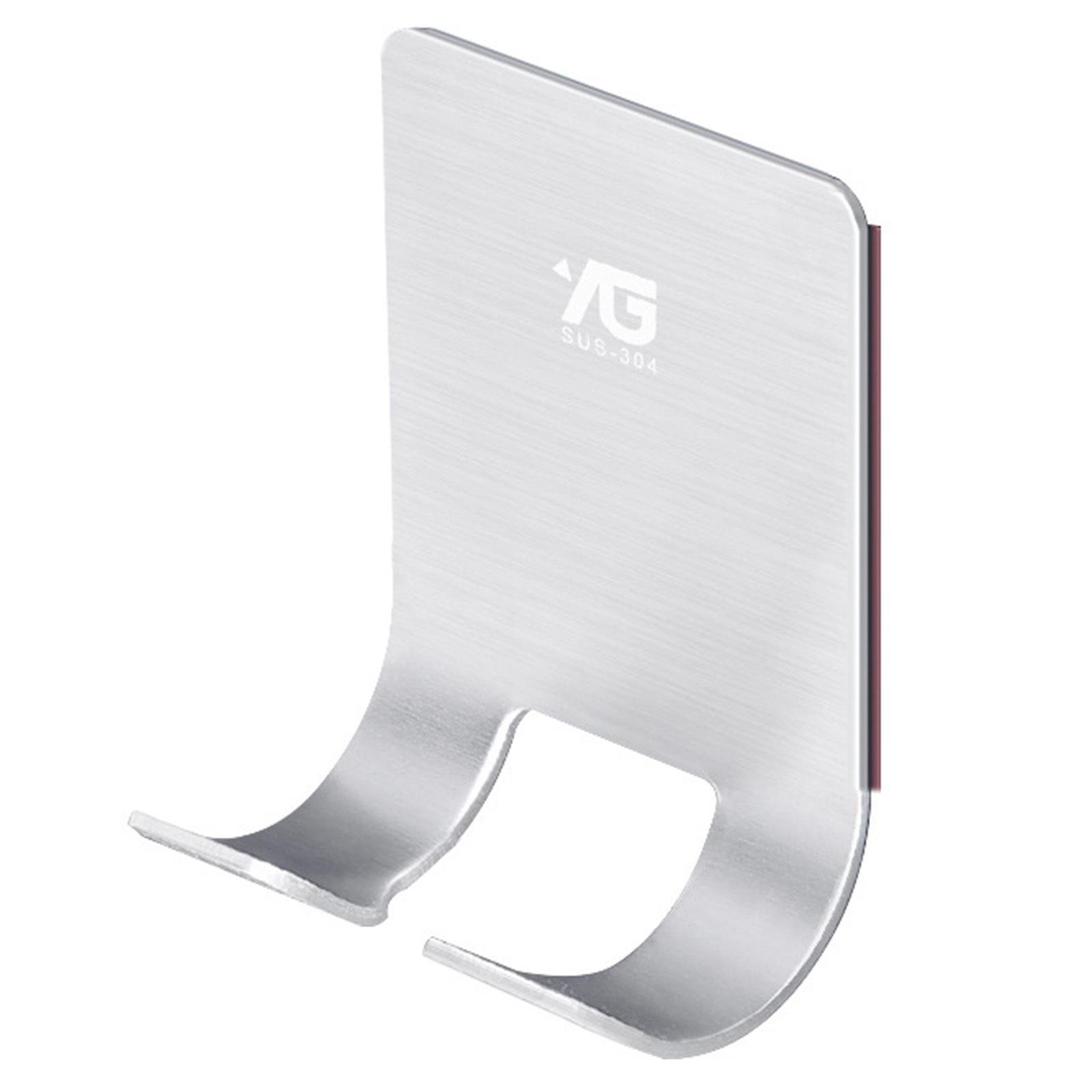 Stainless Steel Hook Wall Mounted Rack Adhesive Wall Plug Holder Hanger Rack 52x45x17MM A