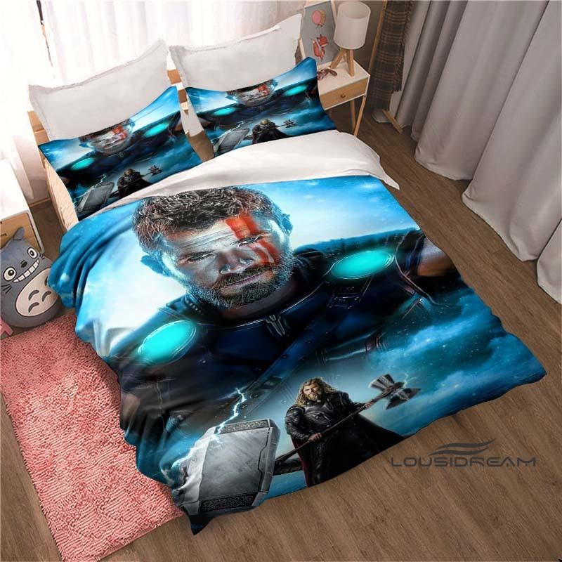 

Printed cartoon Thor duvet cover bedding set, anime-themed home decor, suitable for children and adults. 135x200cm
