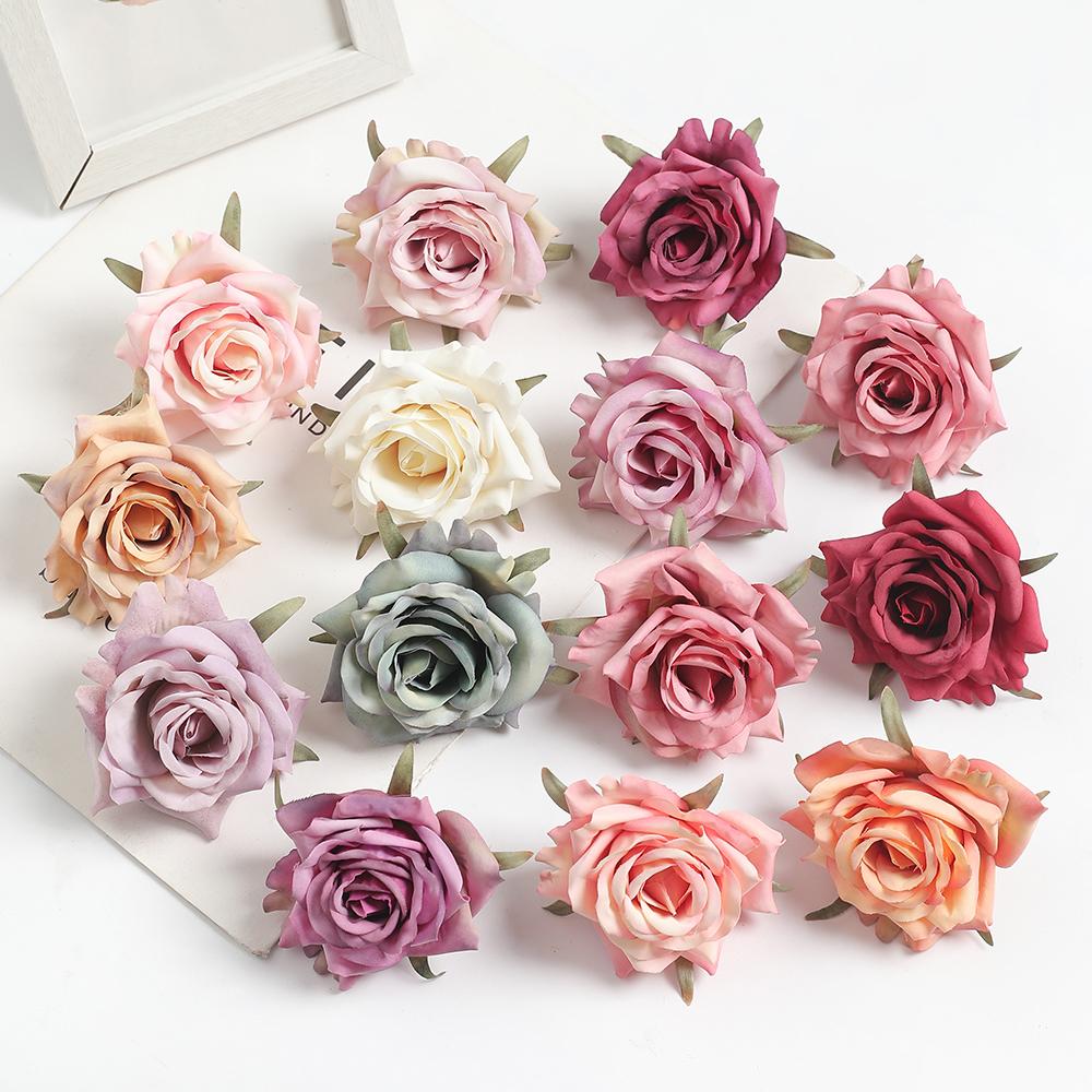 10/20Pcs Artificial Rose Flowers 6.5CM Silk Fake Flowers for Home Room Decor Party Garden Wedding Decoration DIY Gifts Accessory
