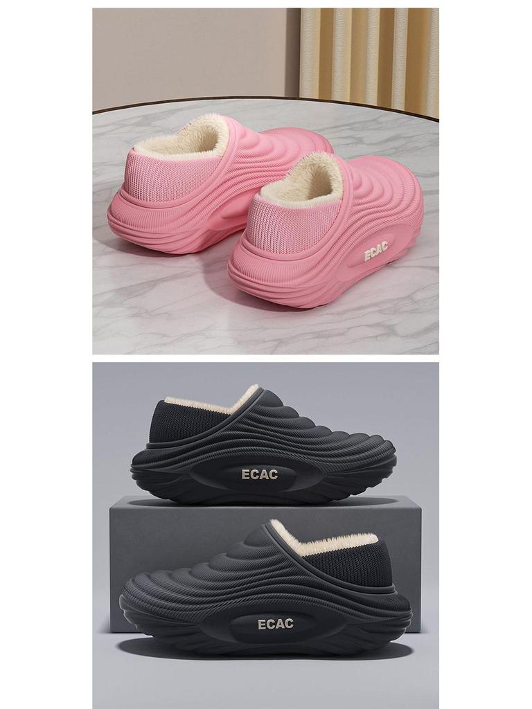 Men's Cartoon Cotton Slippers: Winter Indoor Non-Slip, Waterproof, Warm, Closed-Heel with Thick Sole for Couples