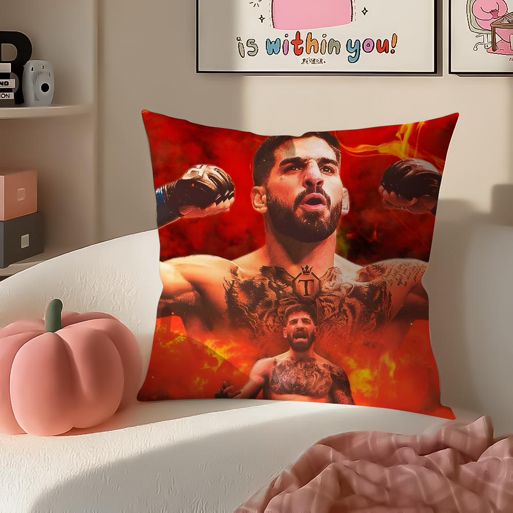 UFC Fighter Star KKhamzat Chimaev Cushion Cover Pillowcase Short Plush Invisible Zipper Room Sofa Cushion Cover