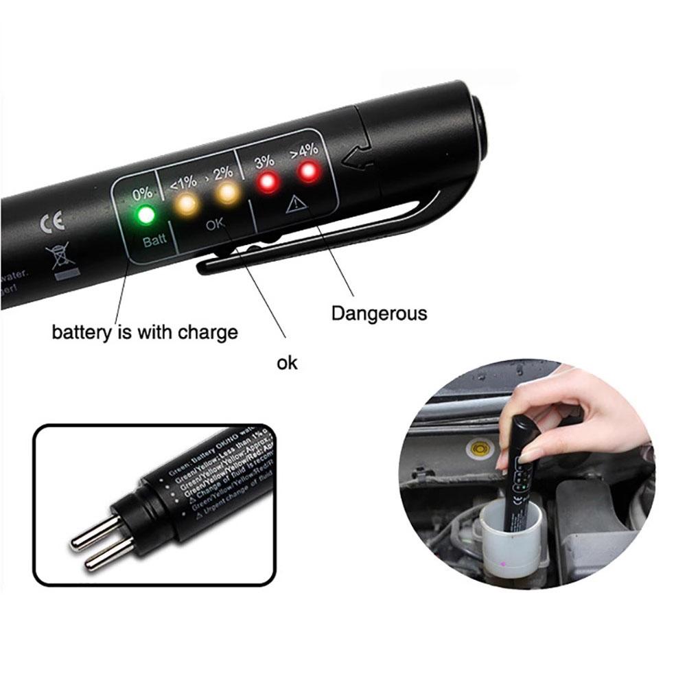 Brake Fluid Liquid Tester Pen Checking Pen For Brake Oil Oil Moisture Analyzer With 5 LED Indicators Auto Brake Diagnostic Tools