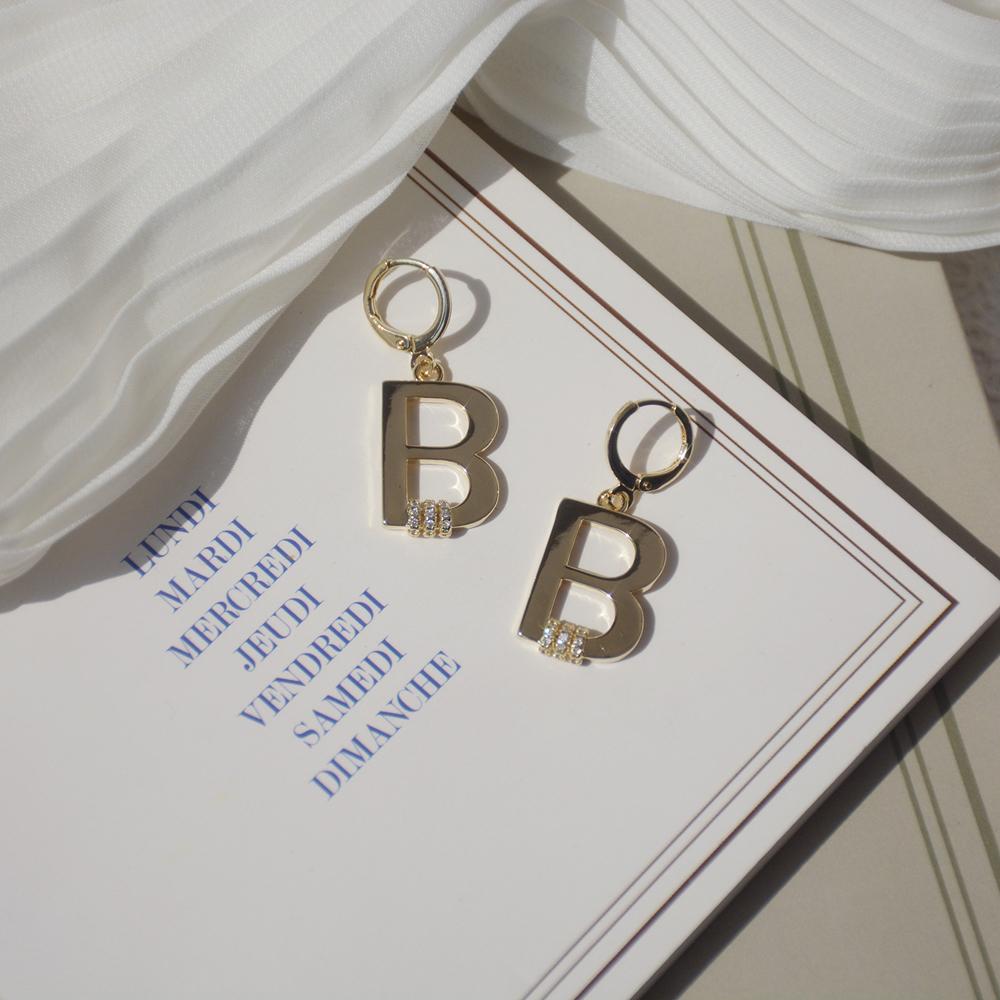 for Women Gold Silver Color Party Drop Dangle Earrings Removable Letter B Design Hoop Earrings