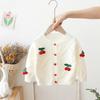 Fall/Winter Girls' Knit Cardigan, Autumn/Winter Children's Sweater Coat with Cherry Design