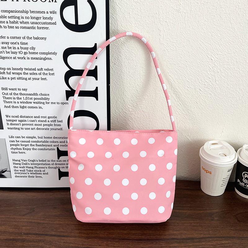 2026 Spring Women's Polka Dot Nylon Shoulder Handbag - Fashionable, Cute, Versatile