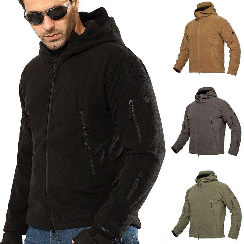 Mens Outdoor Winter Fleece Tactical Army Jacket Windproof Hiking Coats Outwear