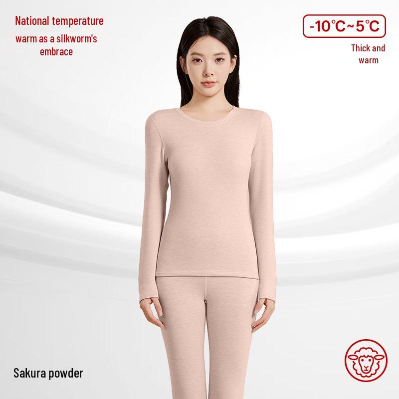 Női kasmírkeverék hőtermelő kerek nyakú termál szett: Antisztatikus, Bőrbarát, Őszi/Téli Alsónemű