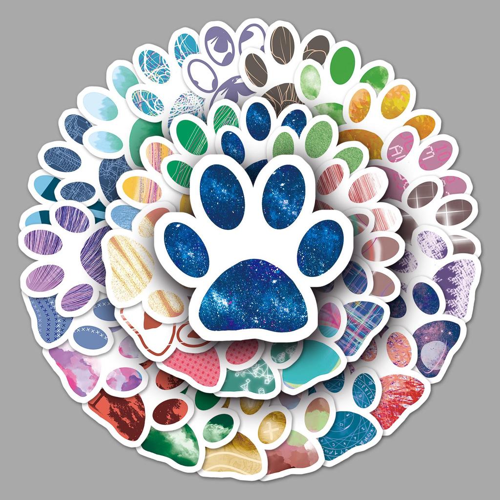 50 Original Dog Paw Print Waterproof Stickers for DIY Phone Cases, Milk Tea Cups, Notebooks – Cute for Kids