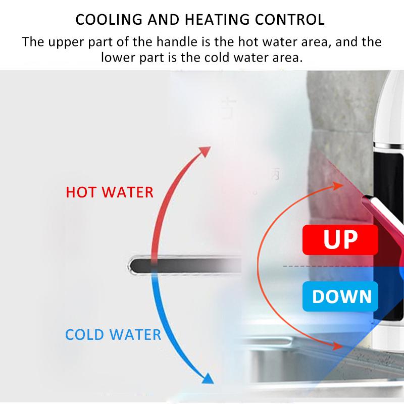 3000W Instant Tankless Electric Hot Water Heater Faucet  Temperature Display Kitchen Instant Heating Tap Water Heater With LED
