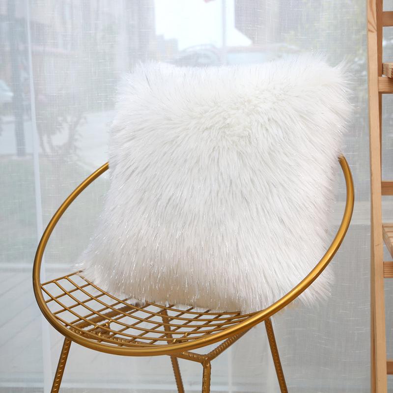 

Nordic Australian Long Plush Faux Wool Cushion - Cute Girls Bedside/Sofa Back Pillow Cover (Insert Not Included) 40*40cm