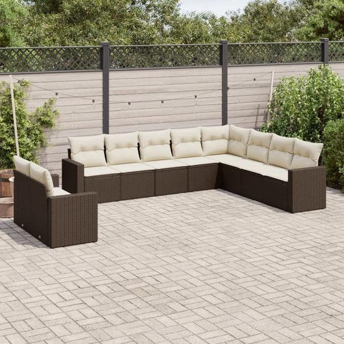 VidaXL Garden Lounge Set with Cushions 10 Pcs, Sofas with Adjustable Feet, Outdoor Furniture Set Patio Terrace, 3219163