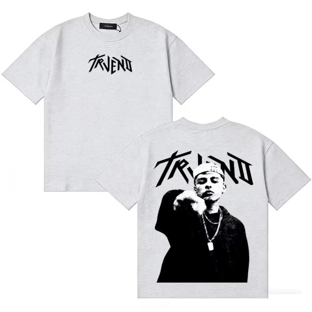 Unisex Vintage Comfortable Loose Cotton Hip Hop Short Sleeve T-Shirt Printed With Rapper Trueno El Ultimo Balie Album Pattern T-Shirt
