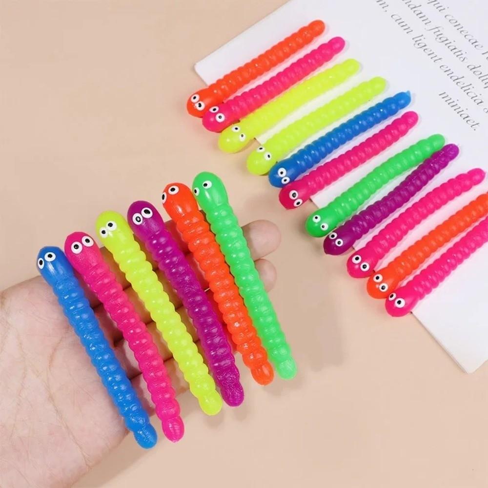 5/12Pcs Soft Caterpillars Stretch String Anti Stress Release Decompression Toy New Squeeze Toy  Kids