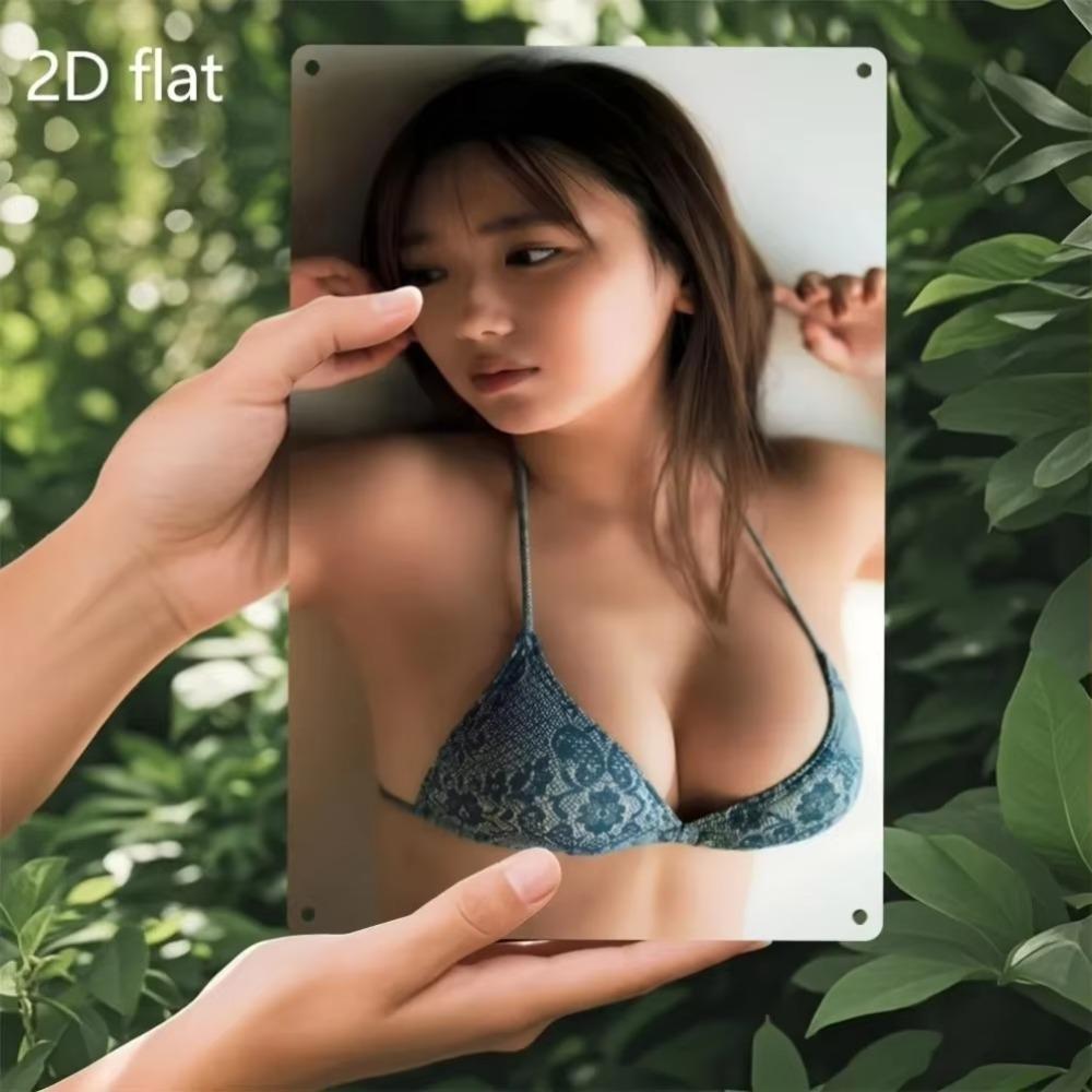 Metal Wall Art Decor Bikini Girl Thoughtful Home Office Garden Plaque 20x30cm Weatherproof Iron