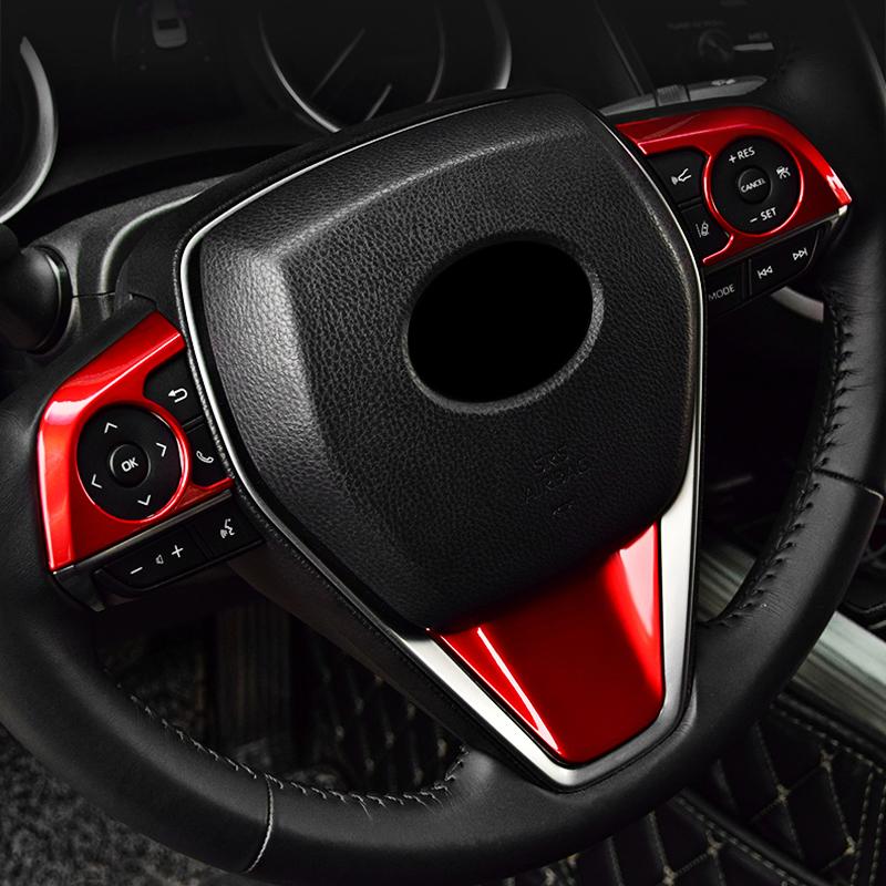 ABS Carbon Fiber Car Steering Wheel Panel Switch Button Cover Trims For Toyota Camry XV70 2018 - 2022 2023