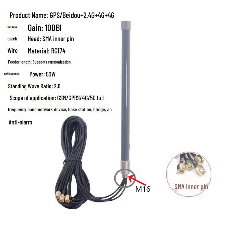 NB4G5G Omnidirectional Outdoor Antenna: High-Gain, IP67 Waterproof, GPS, WiFi, CPE.