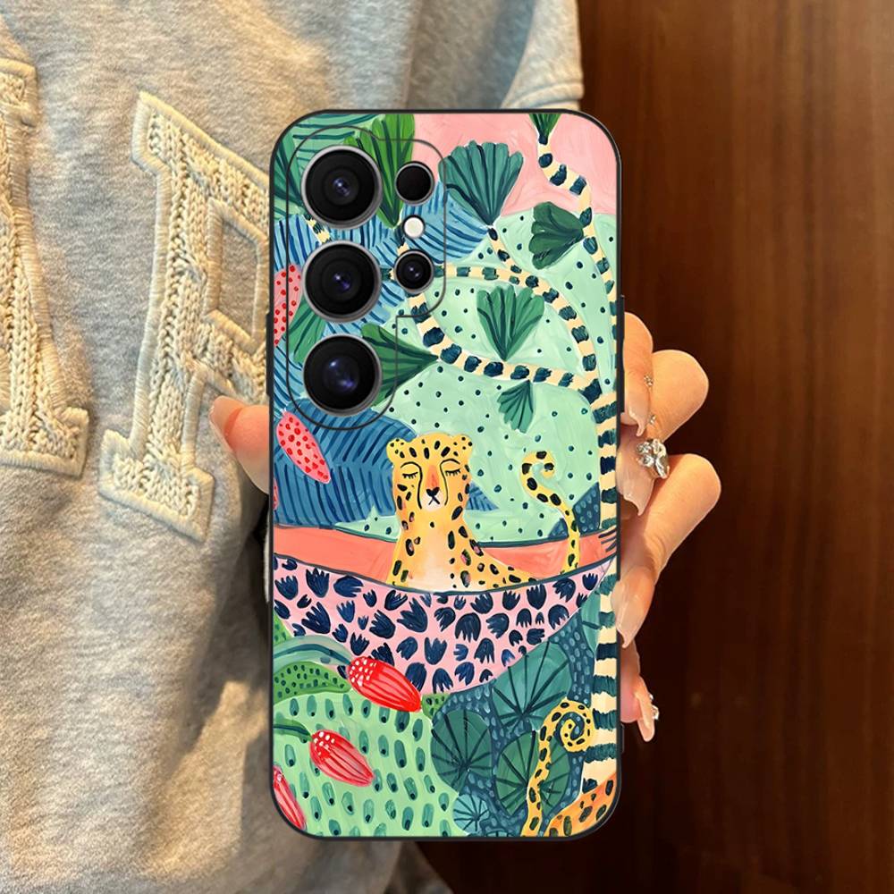 Colorful Abstract Tiger Leopard Snake Tropical Phone Case For Samsung S 24 Fe 25 Ultra Plus 20 Lite 21 30 22 23 24 22 Ultra 5G