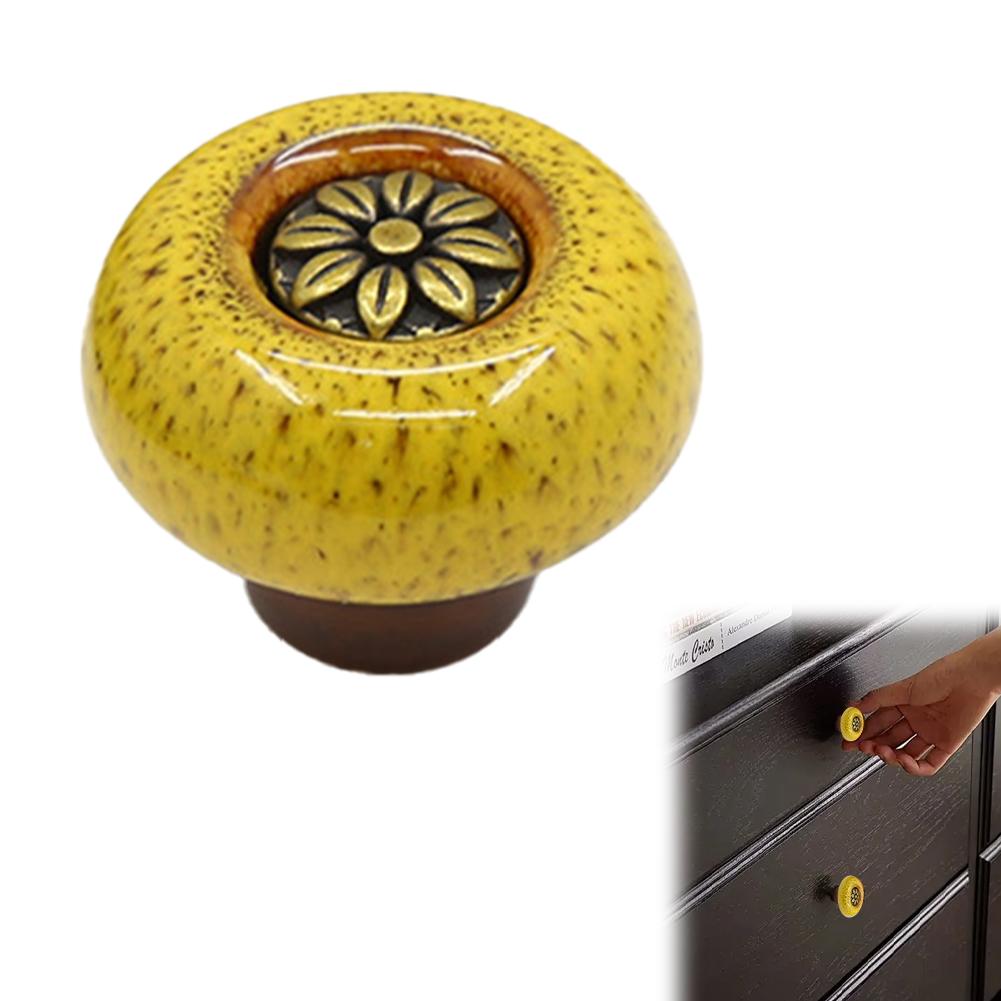 Pastoral Ceramic Pumpkin Cabinet Handle Painted Classical Handle Chest of Drawers Wardrobe Door Single Hole Handle