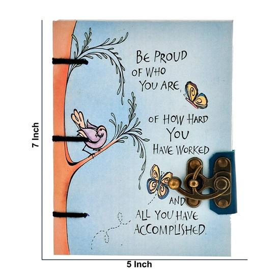 17.78  Cm Motivational Qutoes Diary with Recycled Cotton Free Handmade Paper 250Gsm Paper Blue
