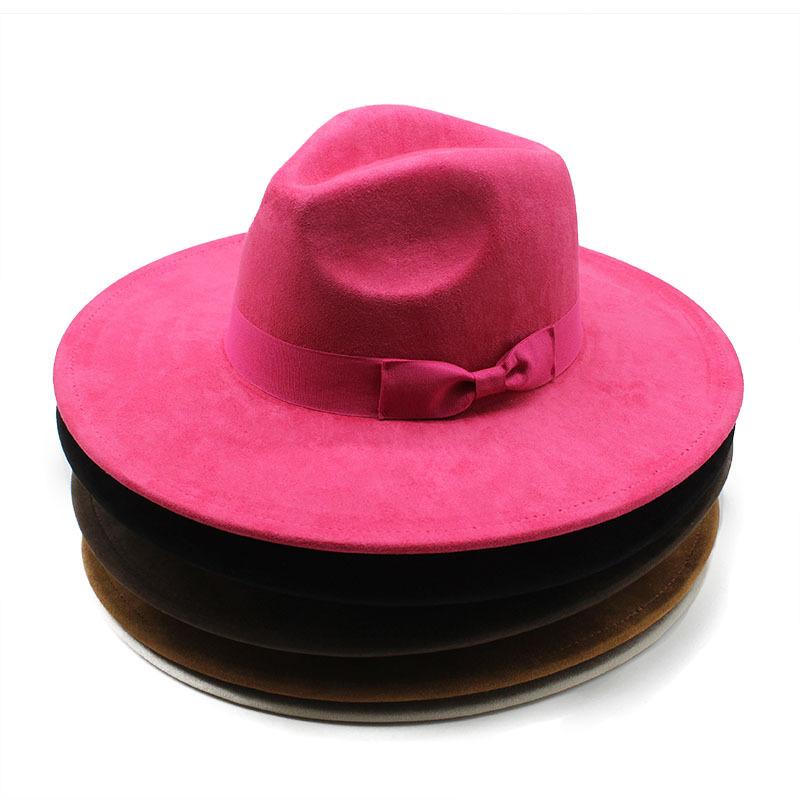 Cappello a cilindro a tesa larga britannico Stagione Cappelli Jazz da uomo e da donna, Cappelli scamosciati a tesa larga, Cappelli in feltro grandi da uomo in lana.