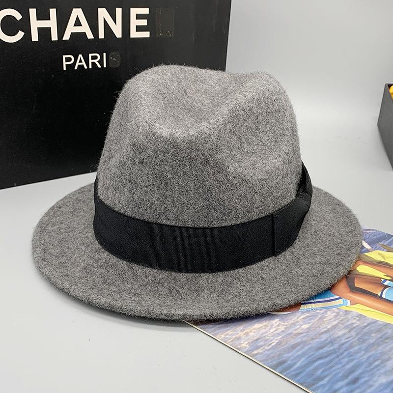 Hot sale ebay autumn models hemp gray short brim flat edge cone versatile top hat men and women, gentleman's hat