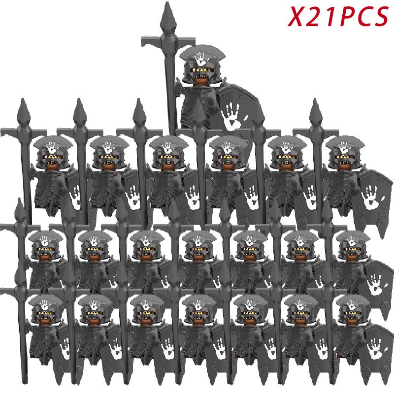New 8pcs/lot MOC Uruk-hai Orc Army Group Orcus Figures Model Building Blocks LOTR Bricks Medieval Toys for Children gifts