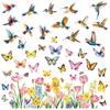 Spring Butterfly Tulips Flower Bird Static Cling Window Stickers for Bedroom Living Room Home Decoration