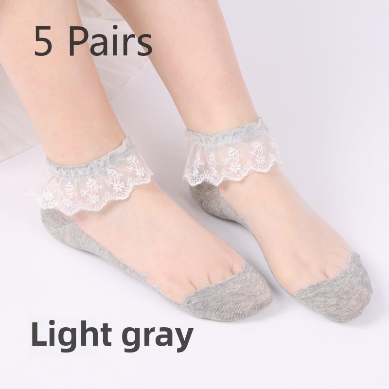 5 Pairs Women's Spring/summer Crystal Stockings Lace Stockings Transparent Glass Stockings