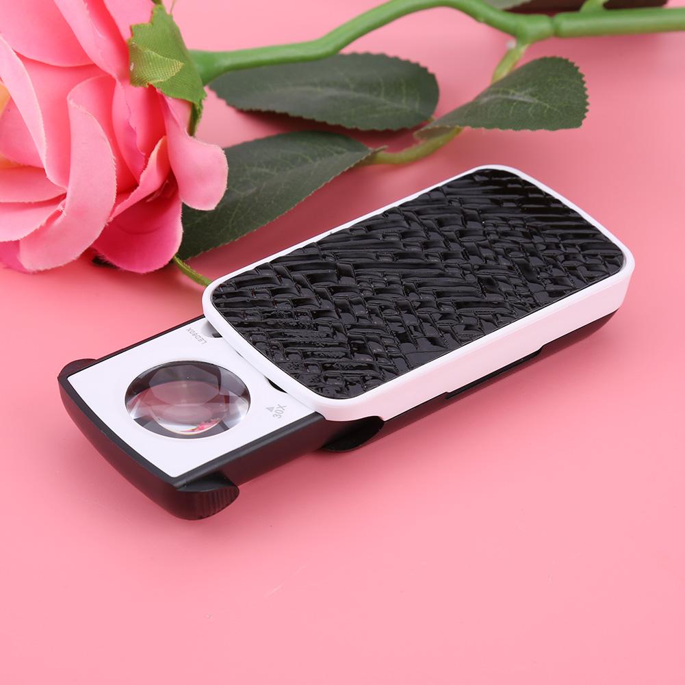 30x Celsius 60x Celsius 90x Magnifying Glass Jewelry Optical Magnifier Jeweler Tool LED Light Loupe (Black)