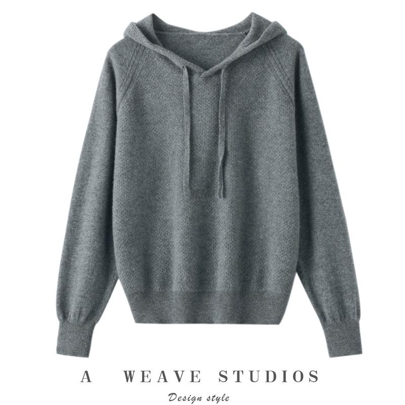 2026 Le Ka Sha Women's Long Sleeve Cashmere Knit Hoodie Sweater, Slim Fit Versatile Base Layer Pullover
