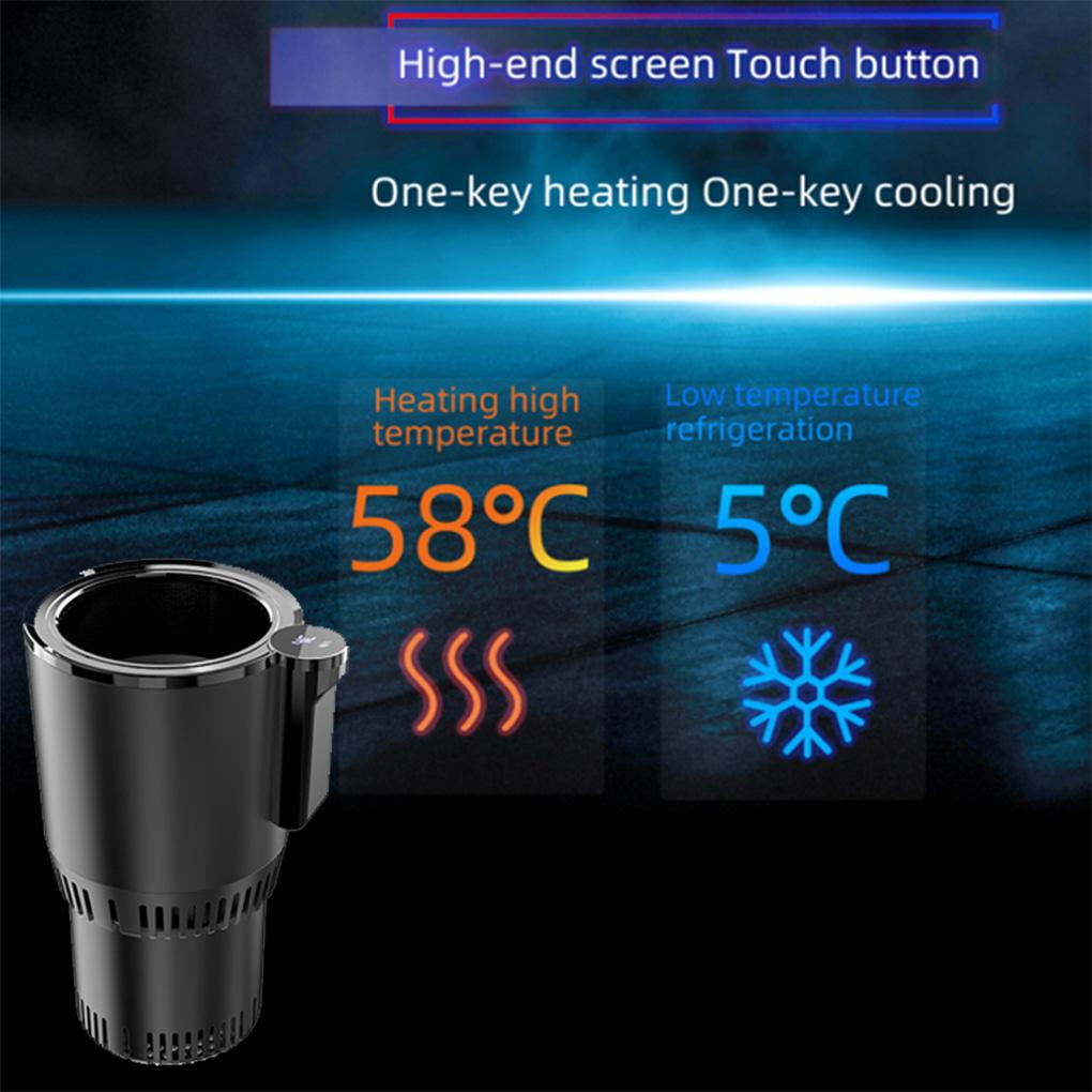 Smart Car 2-In-1 Hot And Cold Cup Drinks Holder Home Fast Refrigeration Cooling/Heating Mini Touch Screen Beverage Mug Drink Can