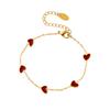 Women's 18K Gold-Plated Wine Red Heart Bracelet, Titanium Steel, French Design