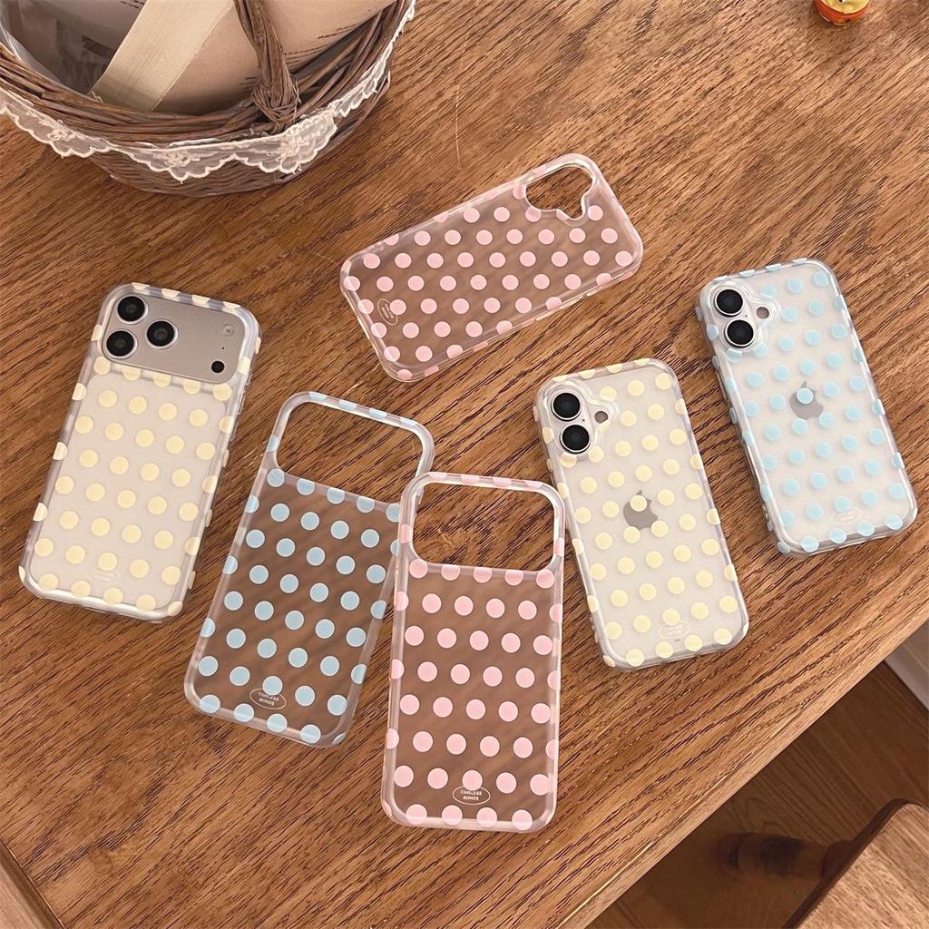 Drop-proof Frosted Polka Dot iPhone 14/13 Case for Apple 17/16/15 PROMAX