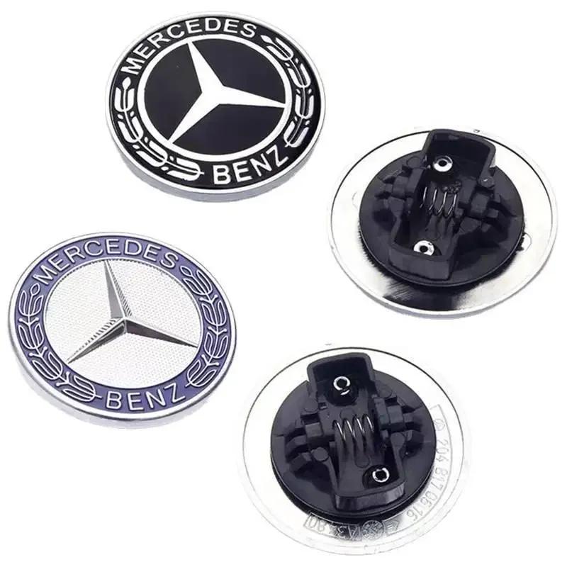 Car Sticker 57mm ABS New Blue Black Car Front Hood Star Logo Cover Bonnet Emblem Badge For Mercedes Benz  AMG W204 W222 W212 Acc