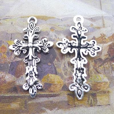 A5887 Antique Silver Cross Jewelry Accessories, 46x25mm, DIY Retro, 100pcs, 3.3g.