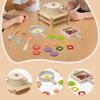 Wooden Play Kitchen Accessory Pretend Cookware Set Realistic Toy Cooking Utensils