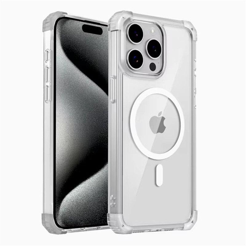 

Ударопрочный бронированный прозрачный чехол для iPhone 16 15 14 13 12 Pro Max Plus 15Pro 14Pro iPhone15 для Magsafe Mag Safe Charge Cover iPhone 15 Pro Max прозрачный