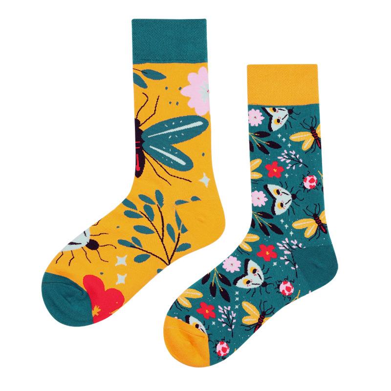 Mandarin Duck Men's and Women's Socks Original AB Trendy Socks Medium High Tube Socks Flower Fruit Animal Cartoon Cotton Socks