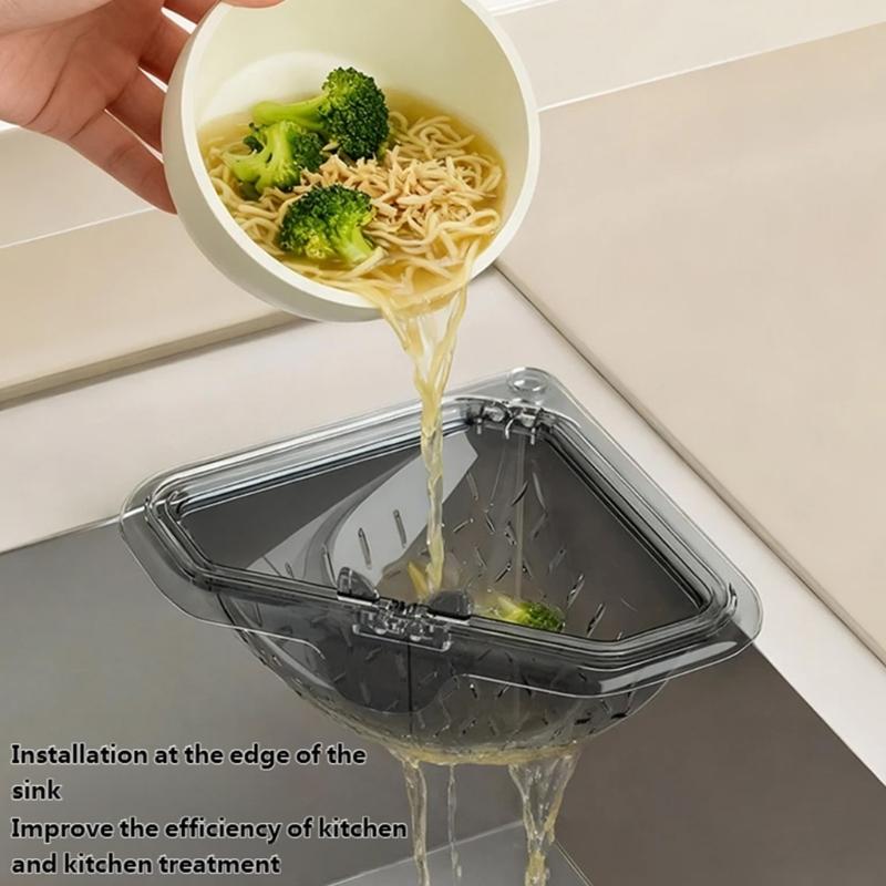 Compact Magnetic Triangle Drain Basket For Small Kitchens With Space Saving Design And For Vegetables Utensils
