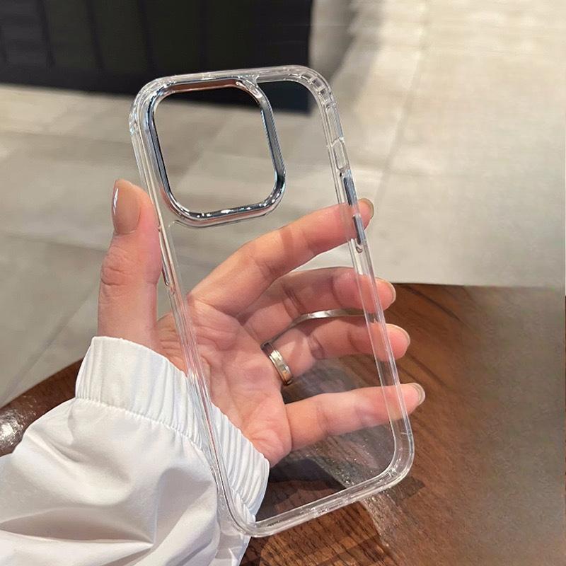 Applicable To IPhone 16pro Mobile Phone Case Apple 15promax Two-in-one Electroplated Frame 13 Transparent Anti-fall Case