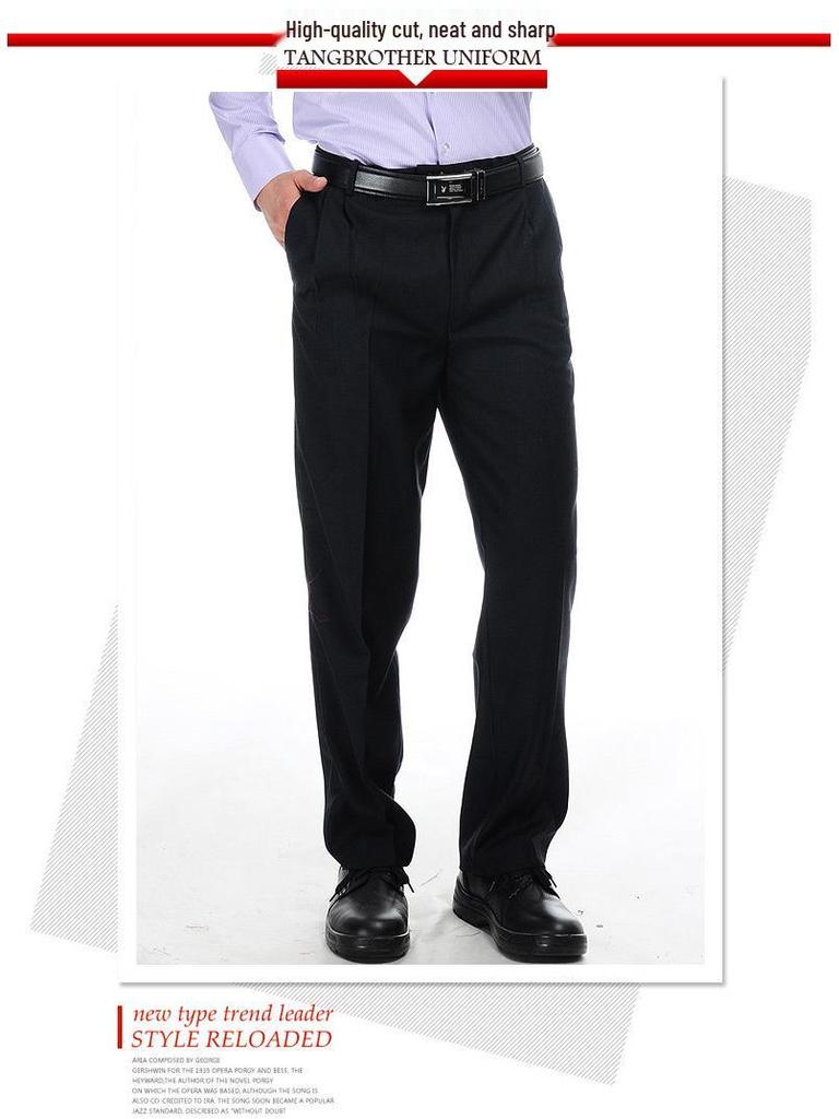 Men's Black Non-Iron Work Pants - Autumn/Winter Suit or Chef Wear, Free Shipping