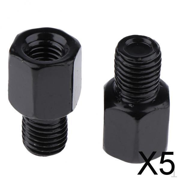

5x Scooter Motorcycle Rearview Side Mirror RH 8mm - LH 10mm Adapter Black