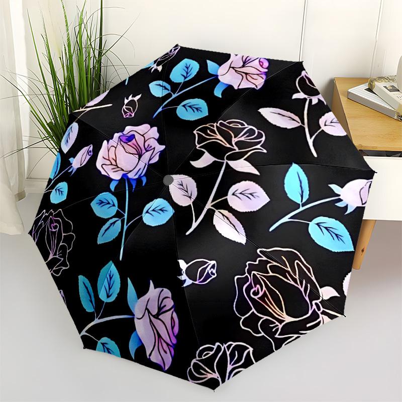 

1pc Floral Pattern Automatic Opening/Closing Folding Umbrella with 8 Ribs,Windproof Portable Sunshade Umbrella Holiday Gift Yy260401001
