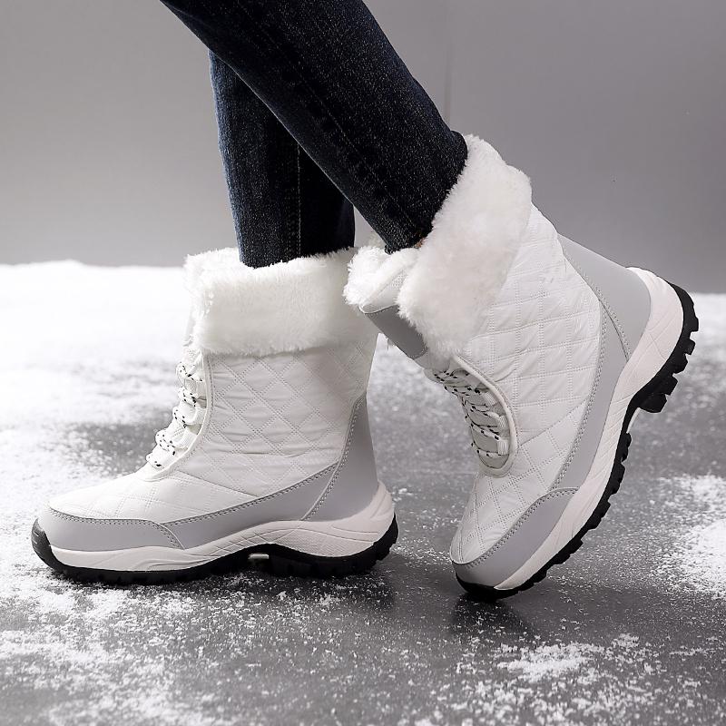 Warm Cotton Shoes Women's High-top Boots Anti-slip Snow Boots Winter Plush Outdoor Walking Shoes Hiking Sneakers