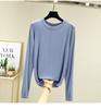 Women's Loose Korean-Style Modal Long-Sleeve Shirt - Spring/Autumn, Round Neck, Slimming, Versatile, Plus Size.